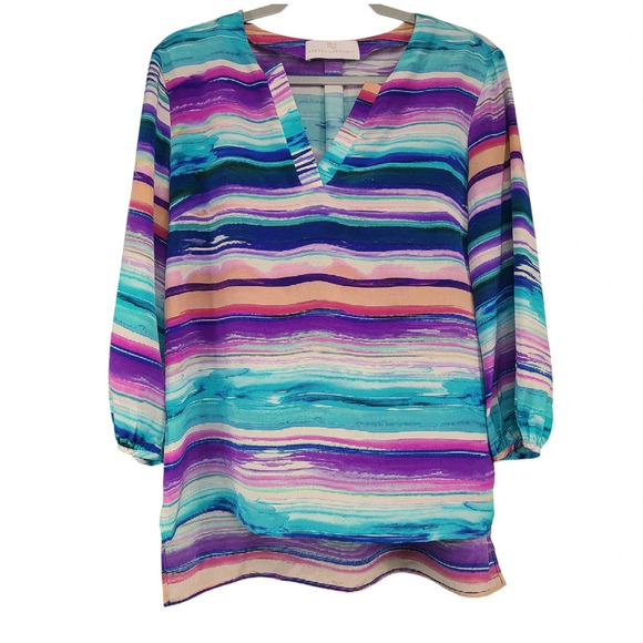 Amanda Uprichard Printed Multicolor Blouse Size Small - Picture 3 of 5